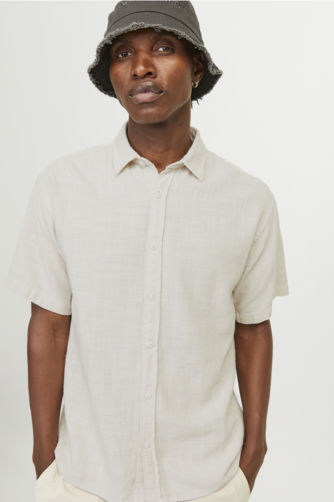 JCOJOSHUA STRUCTURE SHIRT SS 12256023 MOONMEAM/STRIPES
